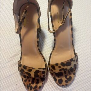 Glaze Leopard-Print Ankle-Strap Heels - Brown/Black Size 10 New